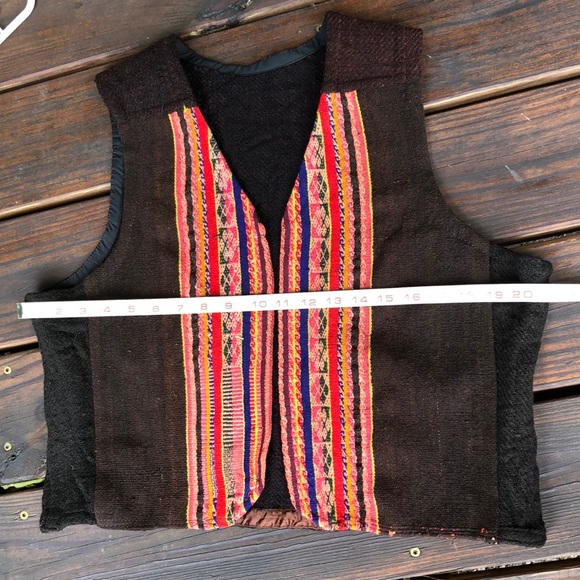 L Hand Woven Vest Wool Colorful Stripe Open Mexico? Ecuador? Panama? - Picture 4 of 5